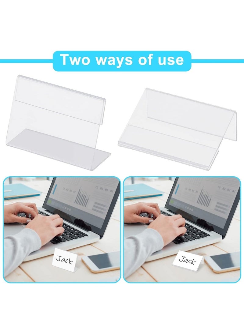 ChicAbode 36 Pcs Mini Clear Acrylic Sign Display Holder, with 36 PCS Blank Labels L Shape Sign Holders Price, Name Card Tag Label Stands - Image 4